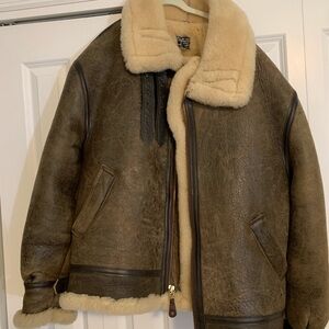 Men's Shearling Aviator Jacket - Brown